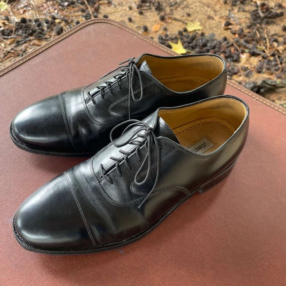 Men\'s Size 8 3E/E (Extra Wide) Johnston & Murphy Black Leather Cap Toe Oxfords main image 10